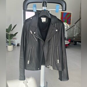 IRO Black Leather Jacket with Silver Accents